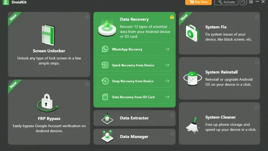 DroidKit - Dashboard Snapshot - Utility Hub Android Apps