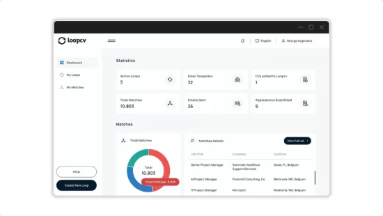 LoopCV - LTD Tool Dashboard - Team Building & Recruiting Web Apps