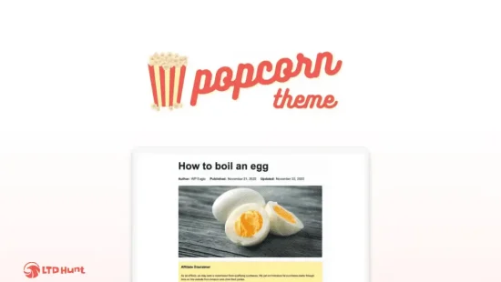Popcorn Theme - LTD Dashboard Overview - Create Wordpress Plugins