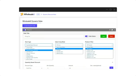 Wholesalex - Dashboard Snapshot - Create Wordpress Tools